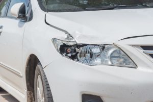 Car with smashed hood
